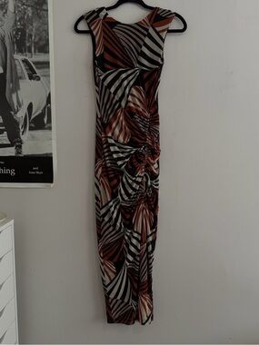 Taylor Black Dress with Rust & Cream Accents